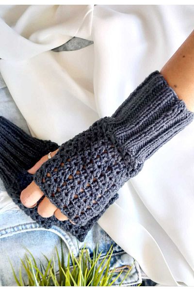 ZeynDesign Trendy Smoked Fingerless Gloves