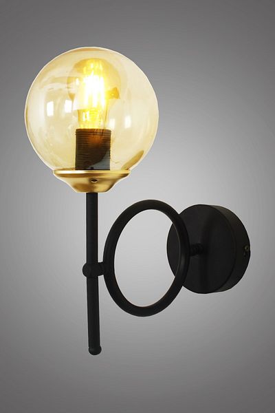 Taşcan Aydınlatma Alto Single Black Honey Glass Sconce