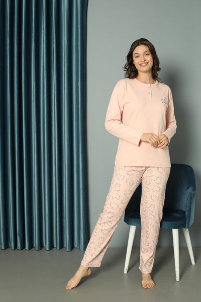 Pijamarket Cotton Combed Interlock Buttoned Women's Pajamas Set