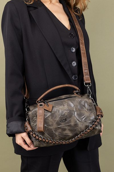Getcho Women's Cream Chain Detailed Hand and Shoulder Bag – Large Size, Tumbled Leather, Waterproof