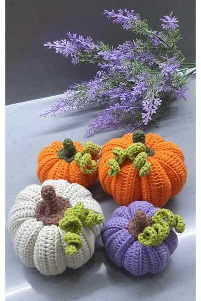 Dekor El Örgüsü Dekoratif Balkabağı 4' lü Set