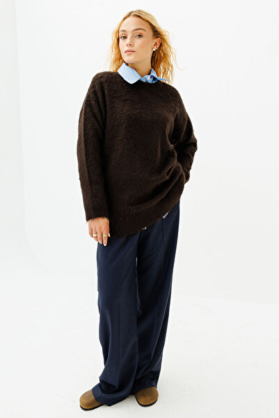 Hooopstore Πουλόβερ με υφή Teddy σε καφέ χρώμα