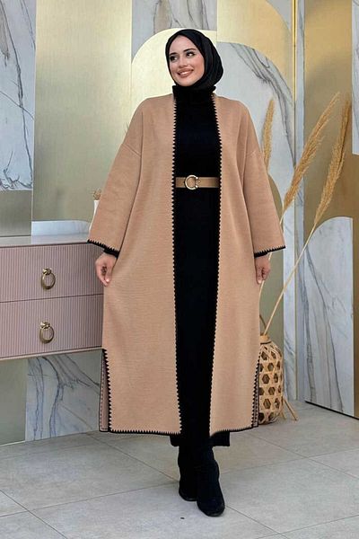 Bym Fashion Πλεκτή Ζακέτα με λεπτομέρεια σχισμής στα πλαϊνά 18204 Μαύρο-Μαύρο