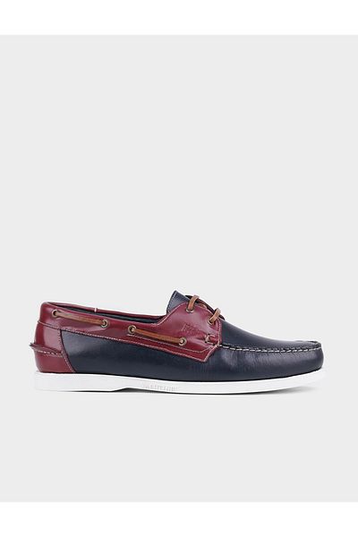 Cabani Men's Genuine Leather Laced Navy Blue Casual Shoes