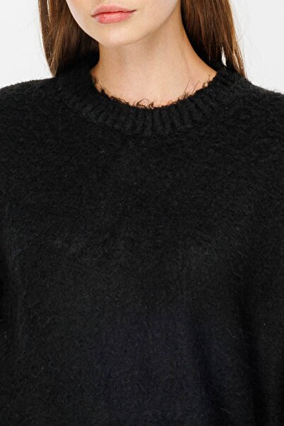 Hooopstore Teddy Textured Black Sweater
