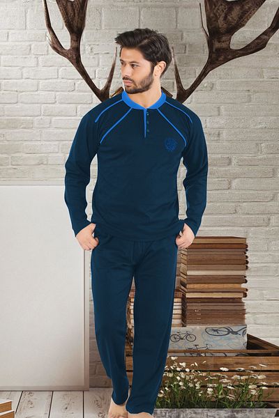 Pijamarket Σετ ανδρικής πιτζάμα Compact χτενισμένη βαμβακερή Interlock Six Pocketless