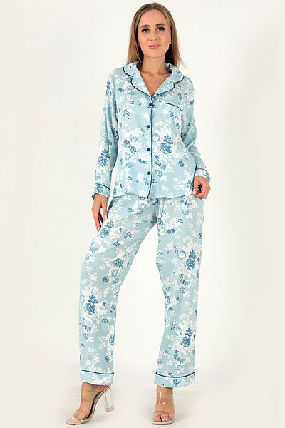 Doremi Floral Printed Long Sleeve Women's Pajamas Set