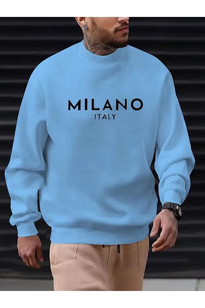 NO 601 Ανδρική χειμερινή φούτερ Milano Italy Crew Neck χωρίς κουκούλα
