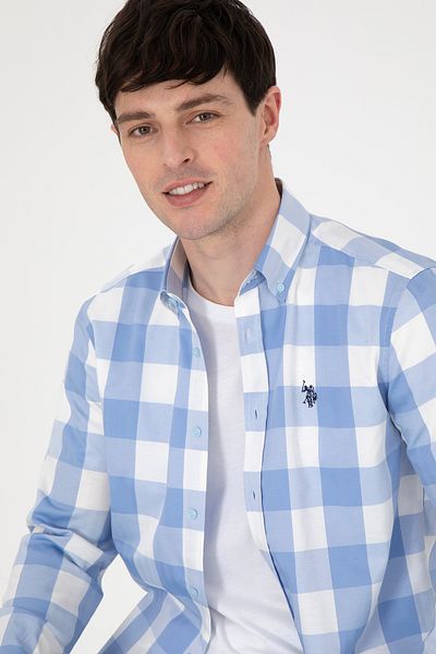 U.S. Polo Assn. Ανδρικό γαλάζιο μακρυμάνικο πουκάμισο 50296595 -VR003