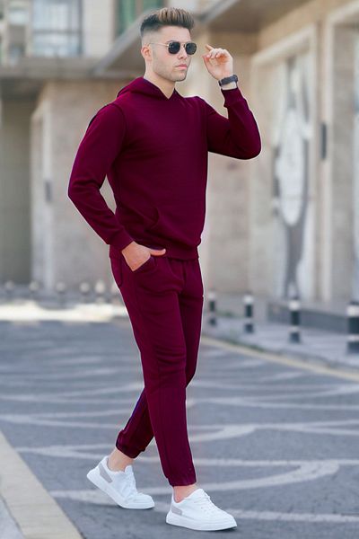 BayBayan Ανδρικό σετ φόρμας χωρίς στάμπα, ίσιο oversize με ελαστικά πόδια