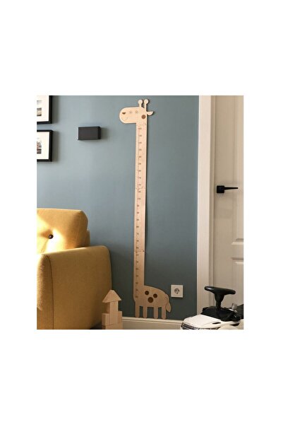 Bir Reklam Zürafa Dekorlu Ahşap Boy Ölçer