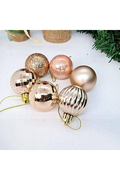 NEWFASHİONBEAUTY Minge de șampanie de Anul Nou - Ornament Mat, Sclipici și Oglindă 24 Bucăți 4 cm