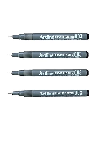 artline نظام نمط أسود من ARTLINE 0.03 - 4 قطع