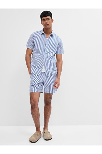 GAP Erkek Mavi 7" Seersucker Washwell™ Şort