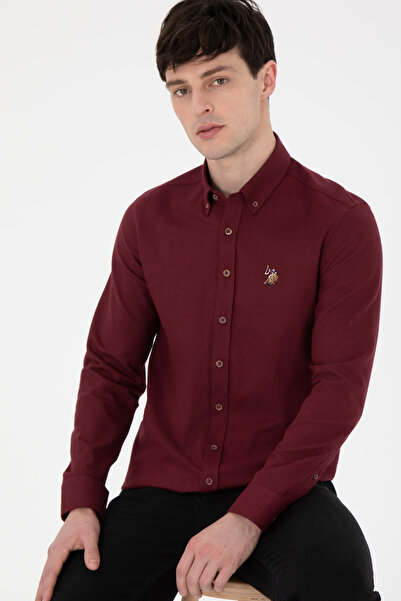 U.S. Polo Assn. Erkek Bordo Uzun Kollu Basic Gömlek 50293980-VR014