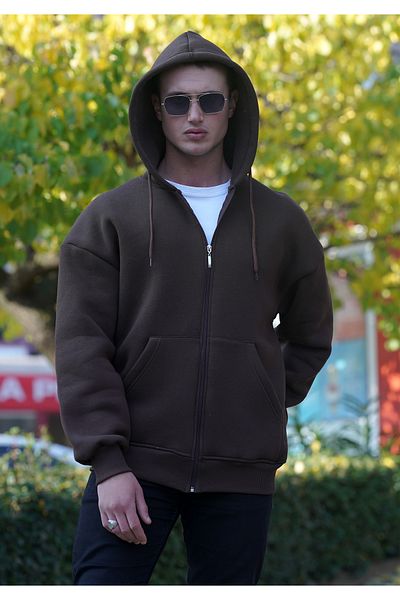 Exve Exclusive Winter Fleece Hooded Oversize Cardigan - Μαλακό πλεκτό, με φερμουάρ 3 κλωστών