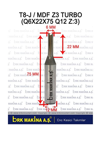 BRK MDF-MDFLAM Z3 TURBO KARBÜR FREZE (300 PLAKAYA KADAR KESİM ÖMRÜ)