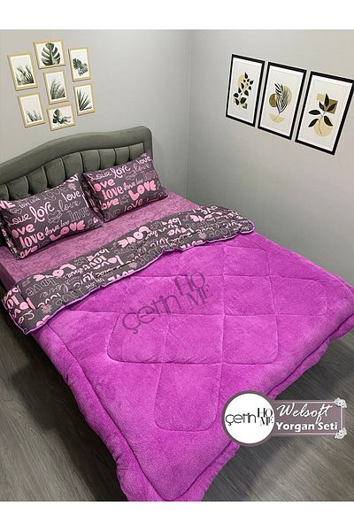 Çetinhome Çetinhome Double Patterned Welsoft Quilt Set (Without Sheets)