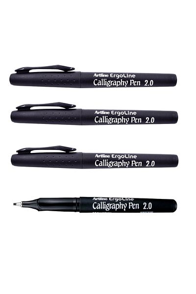 artline ARTLINE ERGOLINE CALLIGRAPHY PEN 2.0 - مجموعة سوداء عربية مكونة من 4 قطع