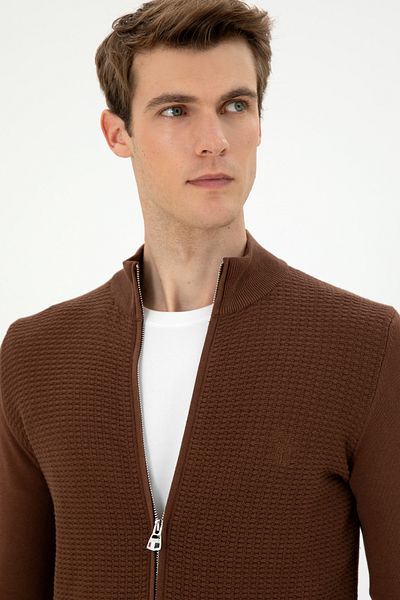 U.S. Polo Assn. Men's Brown Basic Knitwear Cardigan 50294738 -Vr029