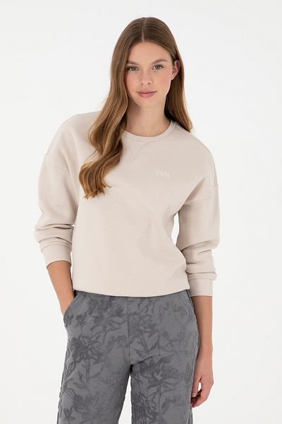U.S. Polo Assn. Women's Stone Basic Crew Neck Sweatshirt 50297296 -Vr049