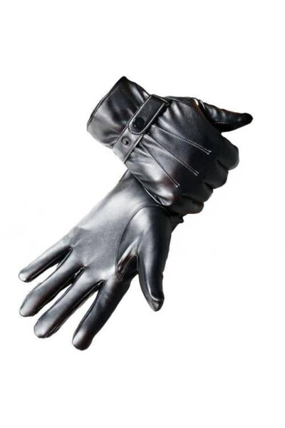 xeox Men's Standard Size Faux Leather Gloves Touch Screen Compatible
