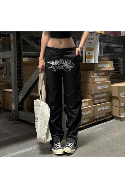 Karakedi Black Minus Two Cargo Pocket Elastic Parachute Pants