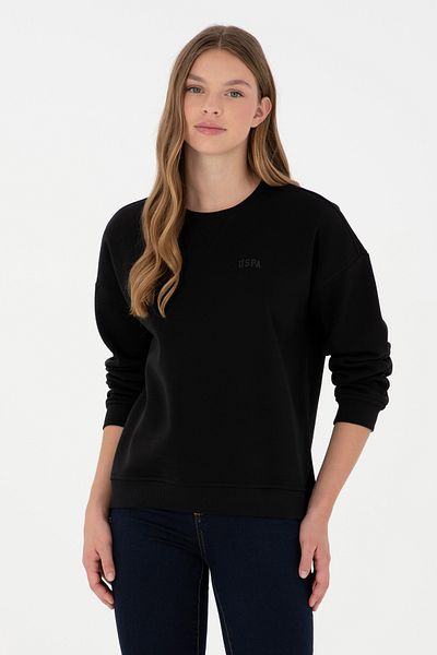 U.S. Polo Assn. Women's Black Basic Crew Neck Sweatshirt 50297296 -Vr046