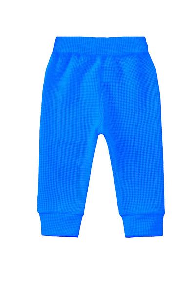 LUESS Boy's Cotton Waffle Pants - Elastic Waist and Leg, Sax (3-4 Years 8-9 Years)