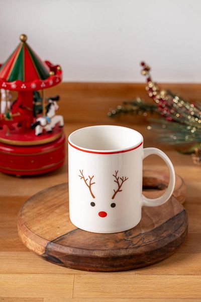 FH finehome New Year's Reindeer Porcelain Mug