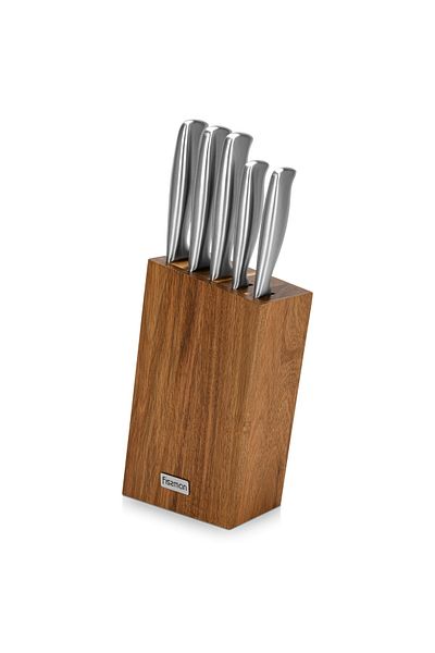 Fissman 6-Piece Knife Set Nagatomi with Acacia Wooden Block X30Cr13 Steel, Complete Set with Stand