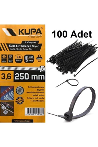 Kupa Plastik Cırt Kelepçe Siyah 3.6 X 250 Mm. - 100 Adet