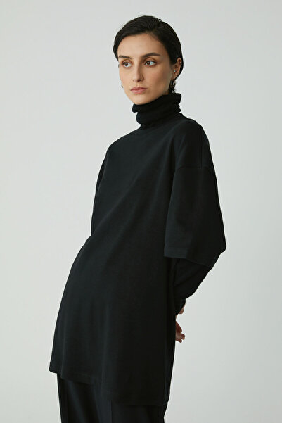 ETHIQUET Black Oversize Crew Neck 100% Organic Cotton Women's T-shirt - Plus Size