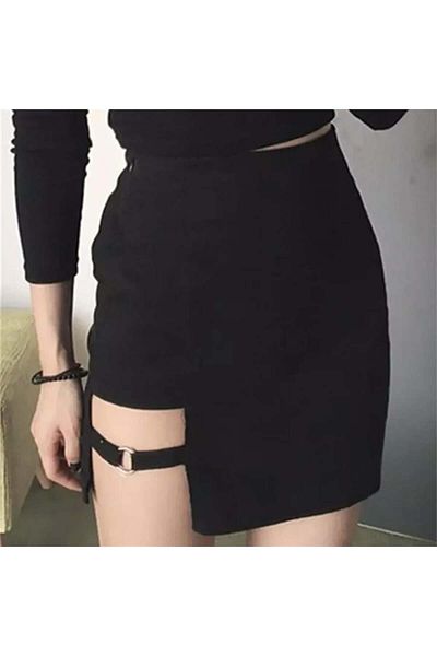 Karakedi Korean Style Black Micro Mini Skirt