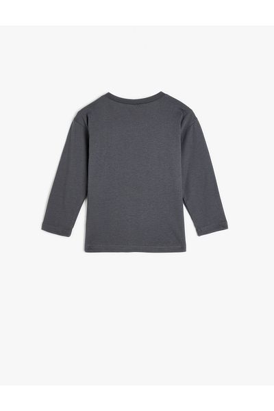 Koton Cotton Long Sleeve Bow Crew Neck T-Shirt