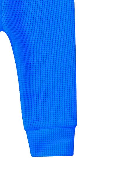 LUESS Boy's Cotton Waffle Pants - Elastic Waist and Leg, Sax (3-4 Years 8-9 Years)