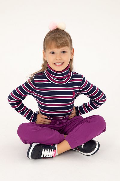 U.S. Polo Assn. Girl's Navy Blue Turtleneck Sweatshirt 50296286 -Vr033