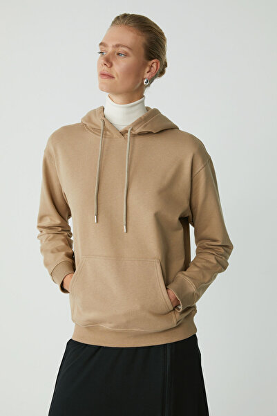 ETHIQUET Μόνιμη γυναικεία φούτερ Abelia από μαλακό χοντρό ύφασμα με κουκούλα και άνετη εφαρμογή βιζόν με φλις μέσα