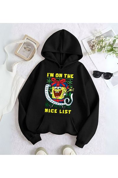Touz Moda Φούτερ SpongeBob Merry Christmas με στάμπα με κουκούλα