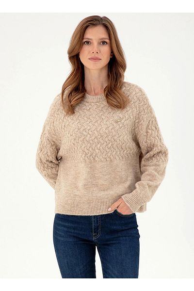 U.S. Polo Assn. BAZA. Polo Assn. Pulover de damă oversize pentru ciclism - Sand Melange, ZENLE DMLS