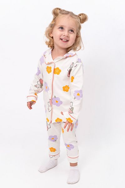 Bolly Baby 100% Cotton Baby Pajamas Set with Patterned Button Detail