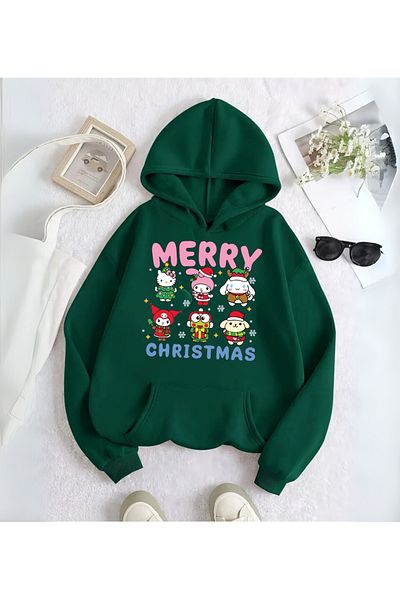 Touz Moda Φούτερ Sanrio Merry Christmas με στάμπα με κουκούλα