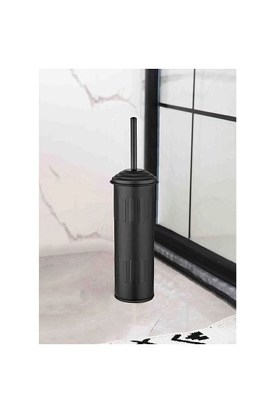 LUCKYHOMES Βούρτσα WC 40x11 cm Γαλβανισμένη Μεταλλική Τουαλέτα - Λευκό & Μαύρο Ανοξείδωτο Πολυτελές