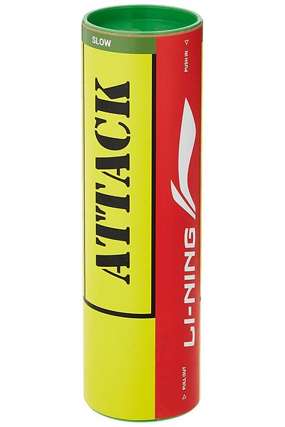 Li-Ning Attack Nylon Badminton Shuttlecocks | Yellow | Slow Speed | Synthetic Cork | Durability