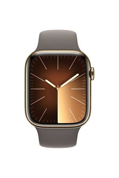 Apple Watch Series 9 GPS + Cellular |45mm | Color Gold | Stainless Steel Case with Clay Sport Band