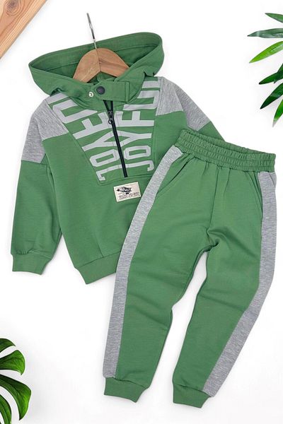 voyyo kids baby 2-6 Years Old Boys' Premium Personality Tracksuit Set - Zipper Collar and Raster