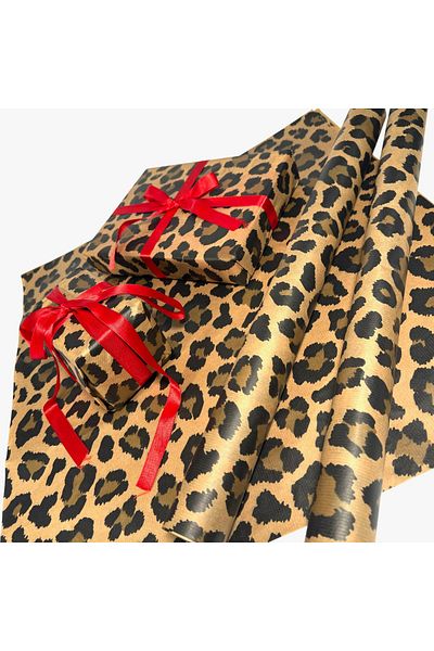 weloveis Gift Wrapping Paper with''Leopard'' Pattern-Virgin Kraft Paper 40Gr-55X55Cm-10Pages