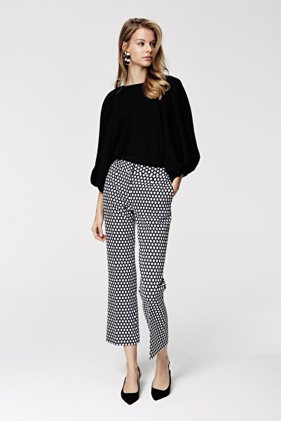 Escada Bol Kesim Balon Kol Siyah Bluz