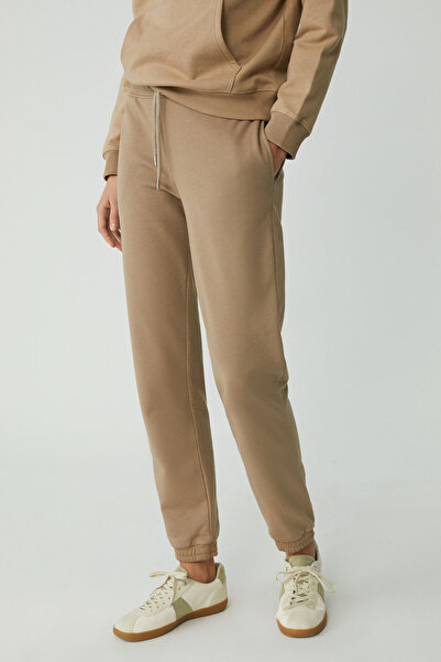 ETHIQUET Modest Candace Women's Cotton, Polar Fleece, Elastic Waist and Legs, Relaxed Mink Sweatpants