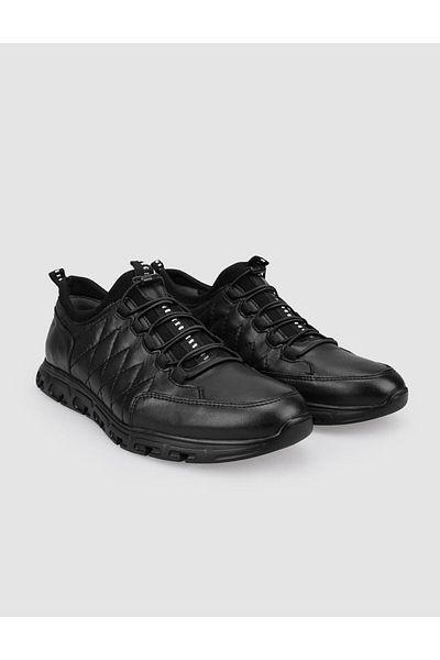 Cabani 100% Genuine Leather Black Clip Lace-Up Men's Casual Shoes